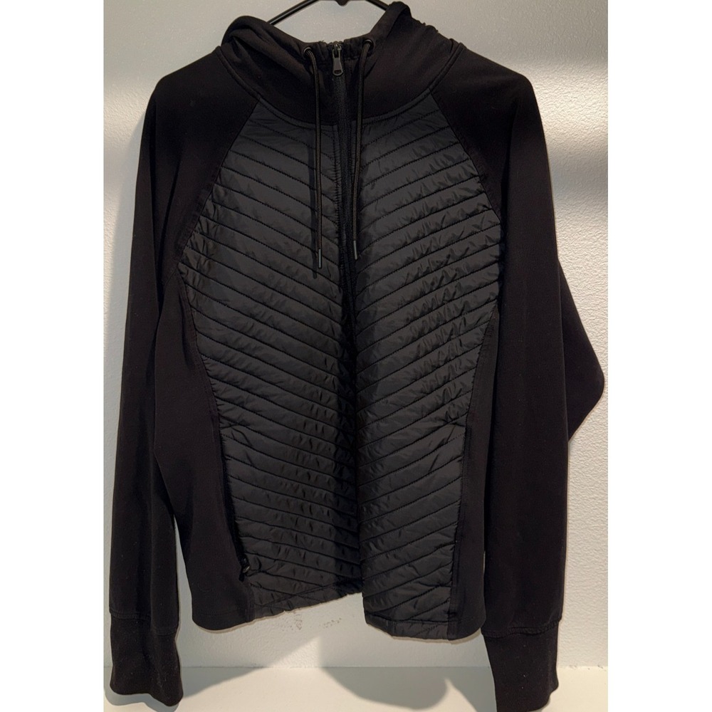 Old Navy Active Dynamic Fleece Hybrid Full Zip Hoodie Jacket Black Womens XXL